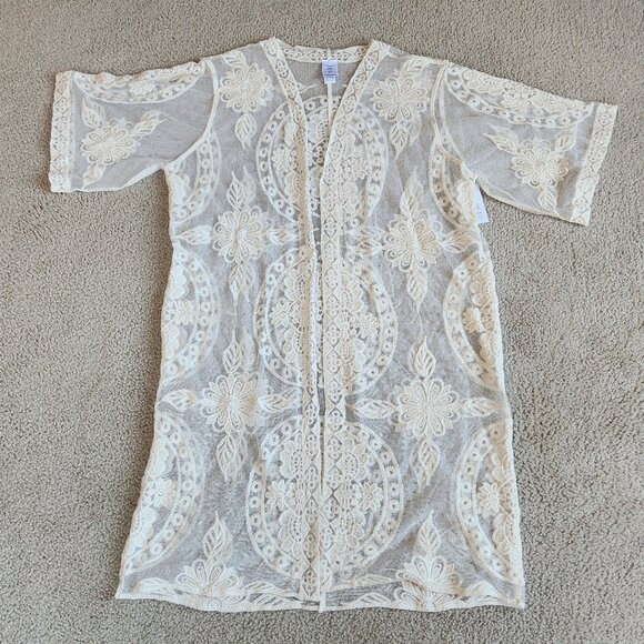 NWT Lace Kimono Coverup Robe Boho - Picture 1 of 5